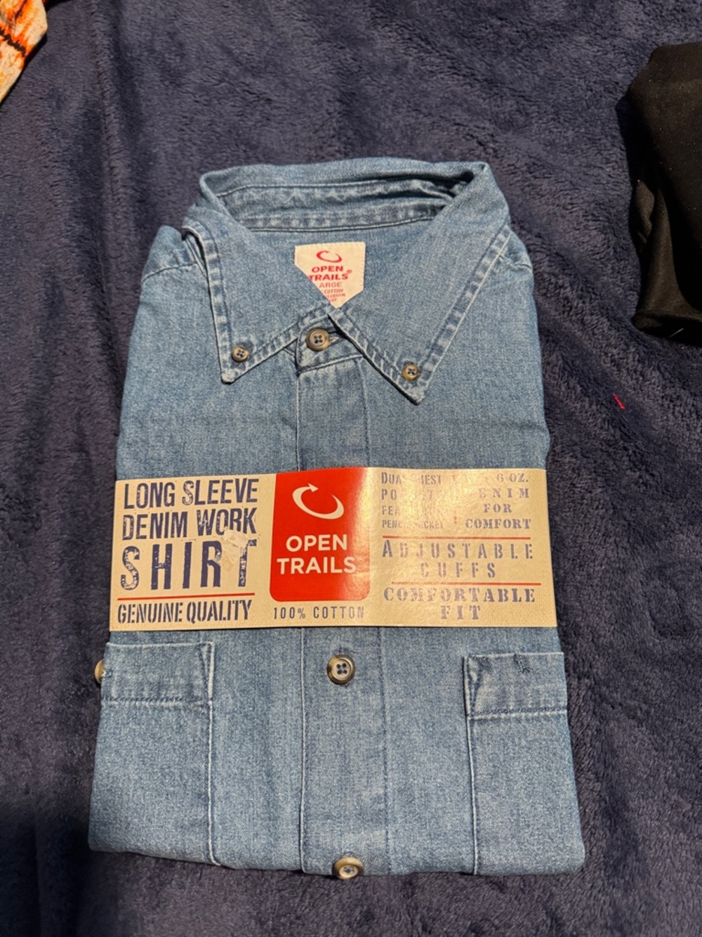 Open Trails Women's Long Sleeve Denim Work Shirt - Light Blue